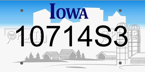 10714S3 Iowa License Plate