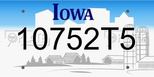 10752T5 Iowa License Plate