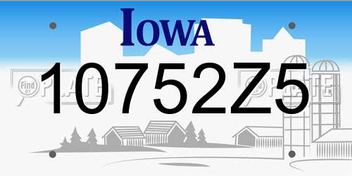 10752Z5 Iowa License Plate
