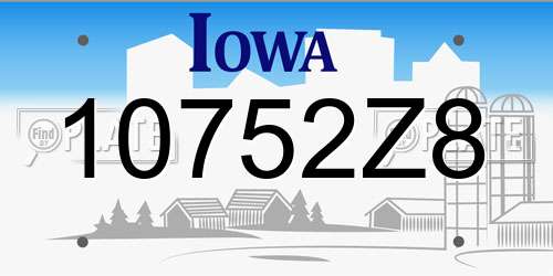 10752Z8 Iowa License Plate