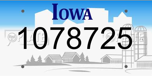 1078725 Iowa License Plate