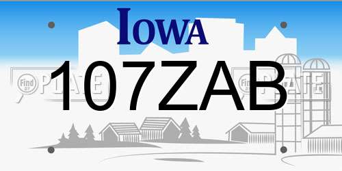 107ZAB Iowa License Plate