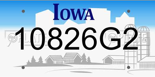 10826G2 Iowa License Plate