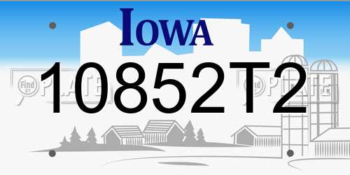 10852T2 Iowa License Plate