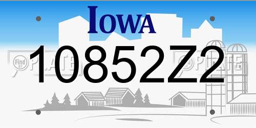 10852Z2 Iowa License Plate