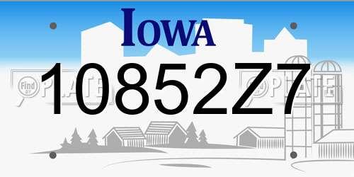 10852Z7 Iowa License Plate
