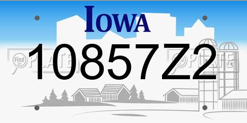 10857Z2 Iowa License Plate