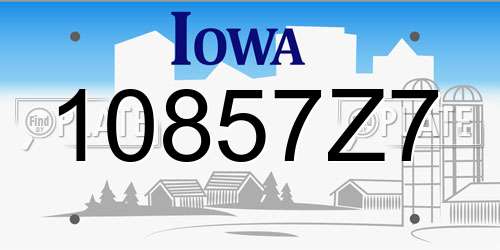 10857Z7 Iowa License Plate