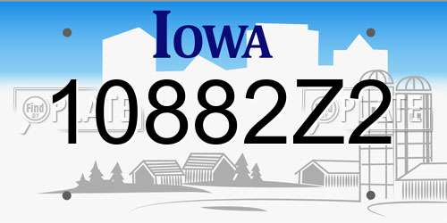 10882Z2 Iowa License Plate