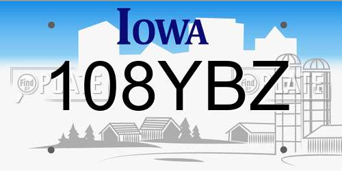 108YBZ Iowa License Plate
