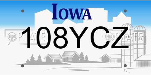 108YCZ Iowa License Plate