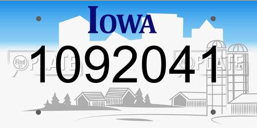 1092041 Iowa License Plate