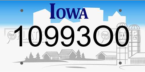 10993O0 Iowa License Plate