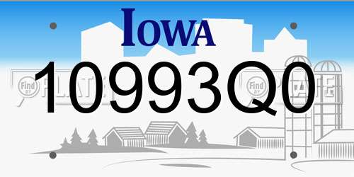 10993Q0 Iowa License Plate