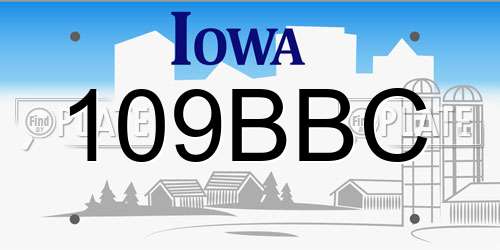 109BBC Iowa License Plate