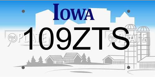 109ZTS Iowa License Plate