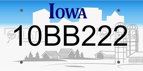 10BB222 Iowa License Plate