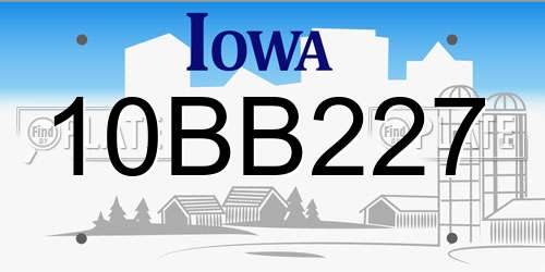 10BB227 Iowa License Plate