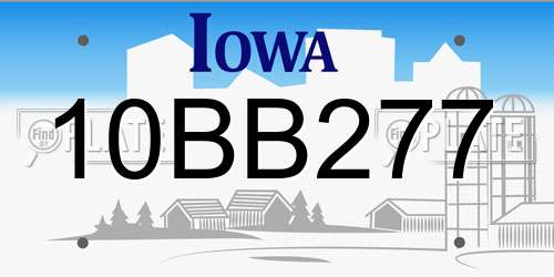 10BB277 Iowa License Plate