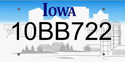 10BB722 Iowa License Plate