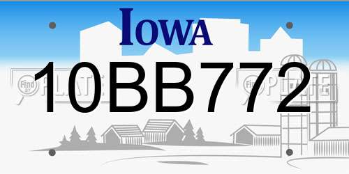 10BB772 Iowa License Plate