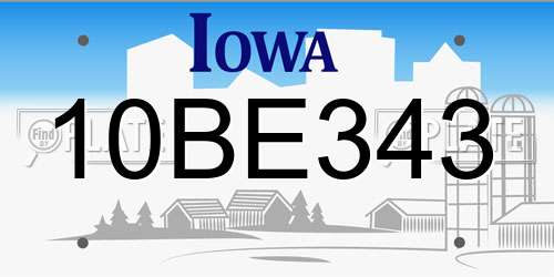 10BE343 Iowa License Plate
