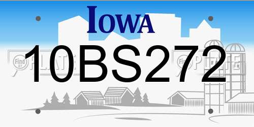 10BS272 Iowa License Plate