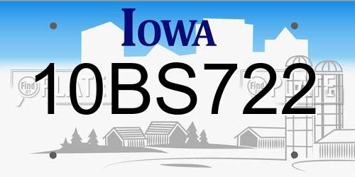 10BS722 Iowa License Plate