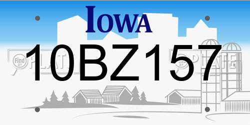 10BZ157 Iowa License Plate