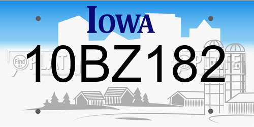 10BZ182 Iowa License Plate
