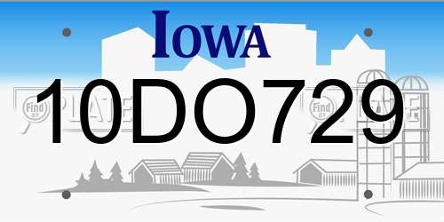 10DO729 Iowa License Plate