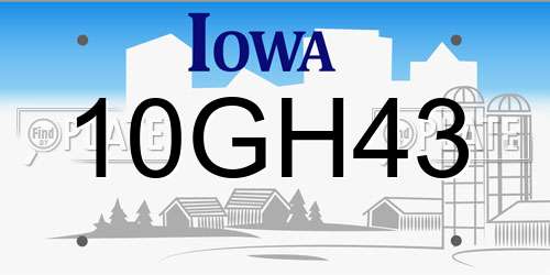 10GH43 Iowa License Plate