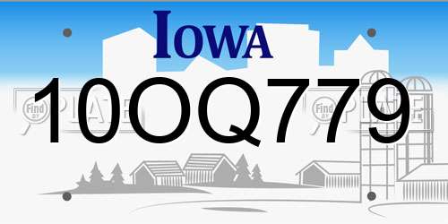 10OQ779 Iowa License Plate