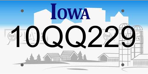 10QQ229 Iowa License Plate