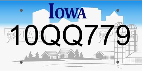 10QQ779 Iowa License Plate