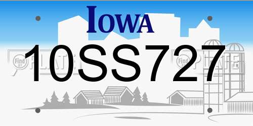 10SS727 Iowa License Plate