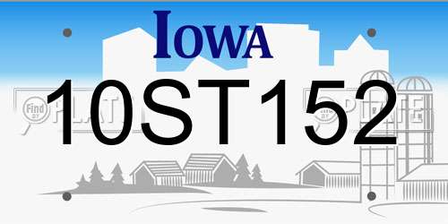 10ST152 Iowa License Plate