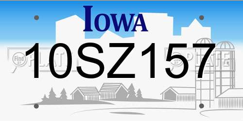 10SZ157 Iowa License Plate