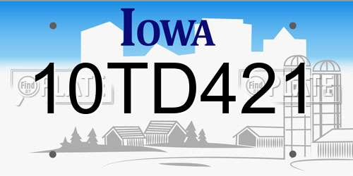 10TD421 Iowa License Plate