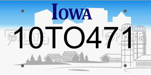 10TO471 Iowa License Plate
