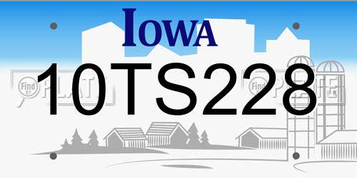 10TS228 Iowa License Plate