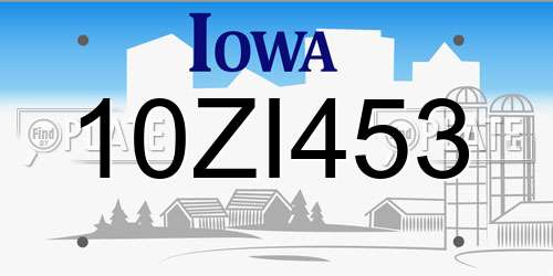 10ZI453 Iowa License Plate