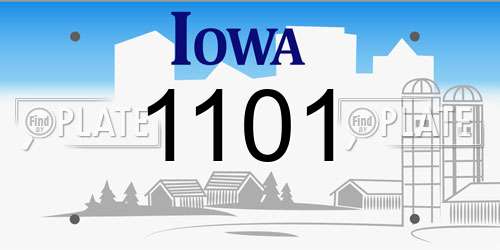 1101 Iowa License Plate