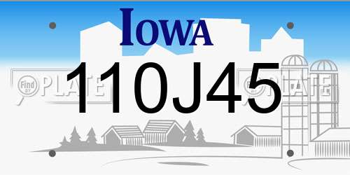 110J45 Iowa License Plate