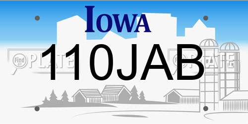 110JAB Iowa License Plate