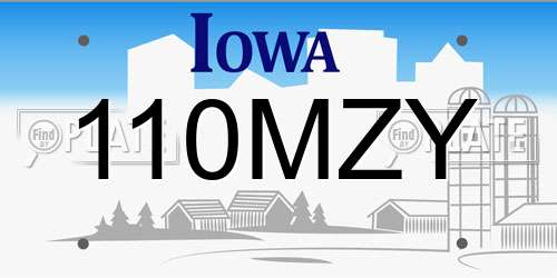110MZY Iowa License Plate