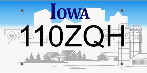 110ZQH Iowa License Plate