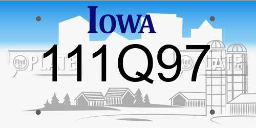 111Q97 Iowa License Plate