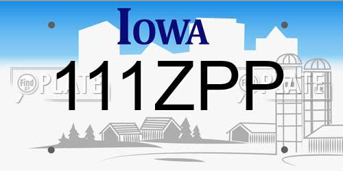 111ZPP Iowa License Plate