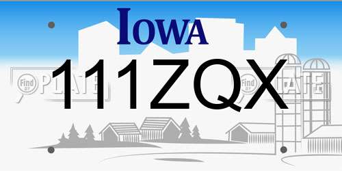111ZQX Iowa License Plate